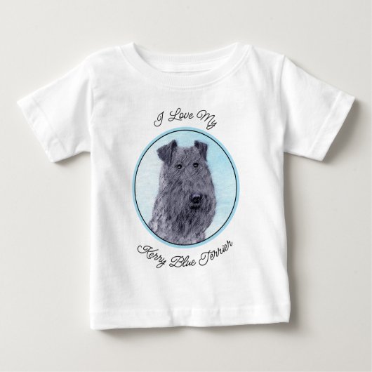T-shirt Pour Bébé Kerry Blue Terrier peinture mignonne Chien d'origi (Devant)