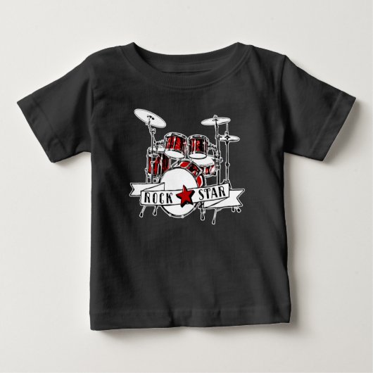 T-shirt Pour Bébé Kids Rock & Roll Drummer Rock Star Drum Kit Rocker (Devant)