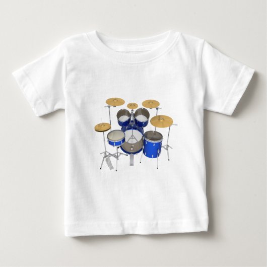 T-shirt Pour Bébé Kit bleu de tambour : (Devant)