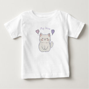 T-shirt Pour Bébé Kitten and hearts, personalized