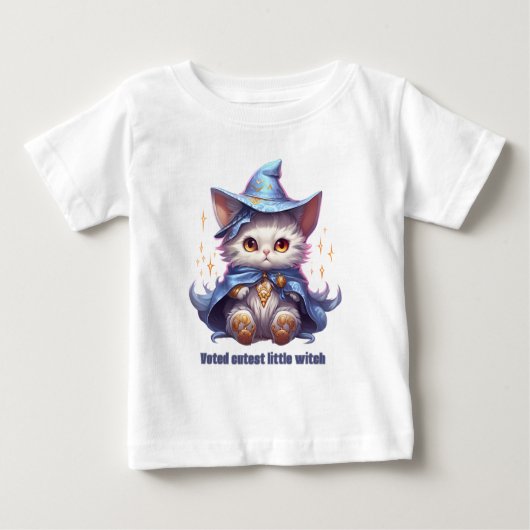 T-shirt Pour Bébé Kitten sorcière bleue Halloween (Devant)