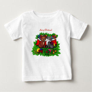 T-shirt Pour Bébé Kitty et chiot, Happy XMas