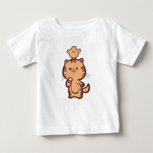T-shirt Pour Bébé Kitty et Little poulet (Devant)