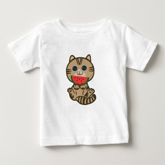 T-shirt Pour Bébé kitty et pastèque (Devant)