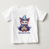 T-shirt Pour Bébé Kitty Halloween Sorcière Bleue (Devant)