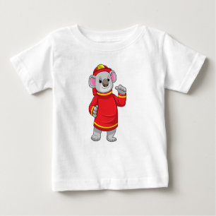 T-shirt Pour Bébé Koala as Firefighter with Helmet