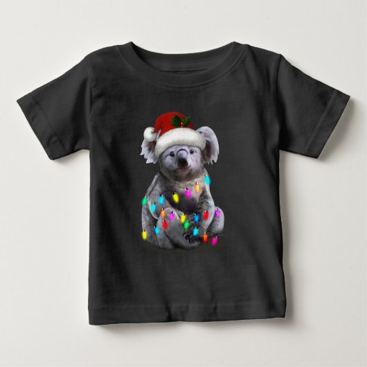 T-shirt Pour Bébé Koala Assis Avec Les Lumières De Noël Saison De No (Devant)