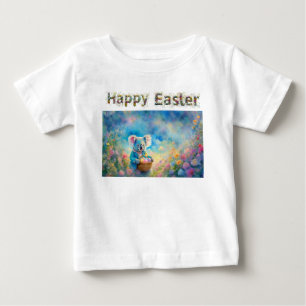 T-shirt Pour Bébé Koala tenant un panier d'œufs de Pâques