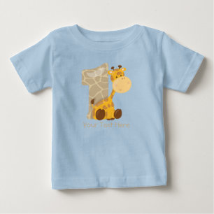 T-shirt Pour Bébé La girafe de bébé et numéro un personnalisé