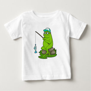 T-shirt Pour Bébé La grenouille comme pêcheur avec la canne à pêche 