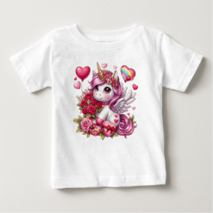 T-shirt Pour Bébé La mignonne Saint Valentin licorne