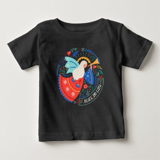 T-shirt Pour Bébé La paix sur Terre Angel Design (Devant)