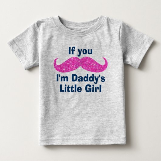 T-shirt Pour Bébé La petite fille de papa Moustache (Devant)