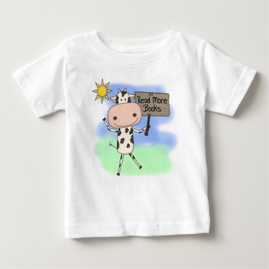 T-shirt Pour Bébé La vache a lu plus de livres (Devant)
