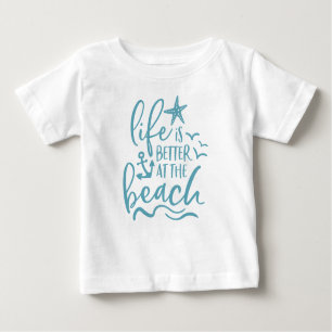 T-shirt Pour Bébé La Vie Est Meilleure À L'Ancre Beach Waves