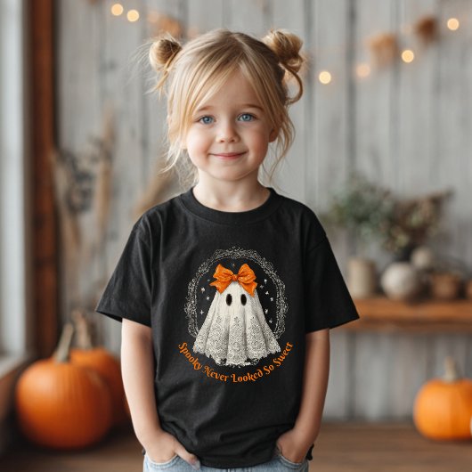 T-shirt Pour Bébé Lace Ghost with Bow in Wreath and Stars