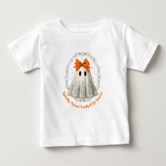 T-shirt Pour Bébé Lace Ghost with Bow in Wreath and Stars (Devant)