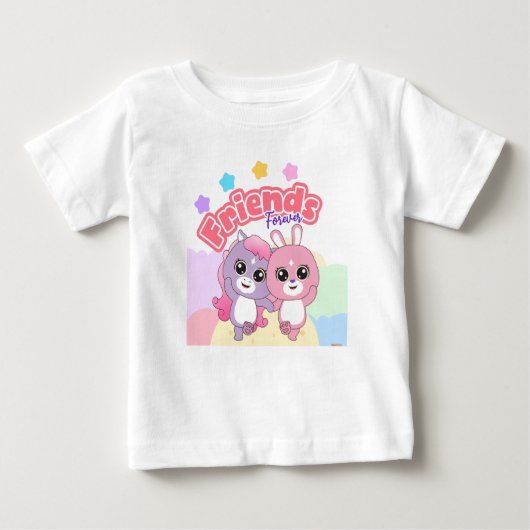 T-shirt Pour Bébé L'adorable animal Frienz : Amis pour toujours (Devant)