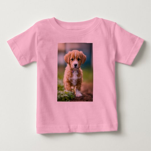 T-shirt Pour Bébé "L'adorable chiot plein de joie" (Devant)
