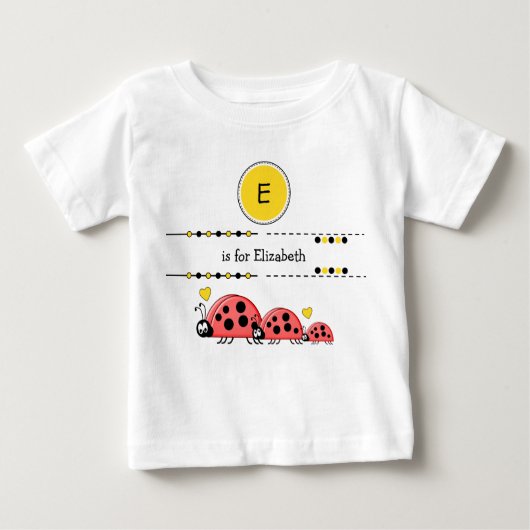 T-shirt Pour Bébé Ladybugs ajouter nom noir et jaune (Devant)