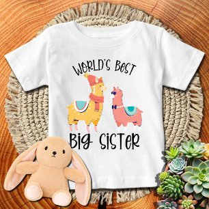 T-shirt Pour Bébé Lamas Colorés Meilleure Grande Sœur du Monde
