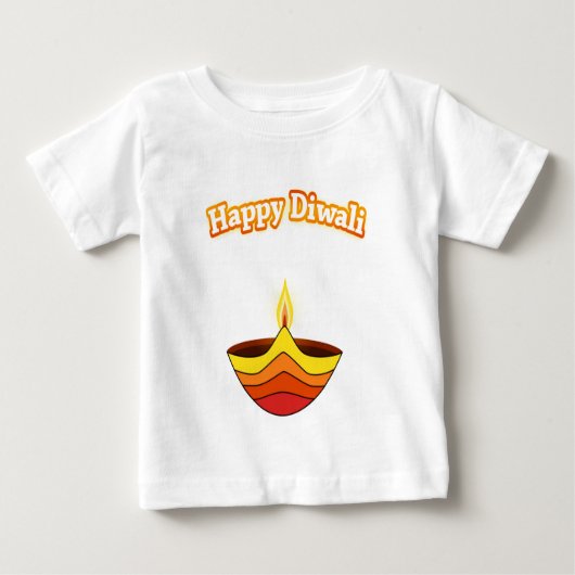 T-shirt Pour Bébé Lampe heureuse de Diwali et de Diya (Devant)