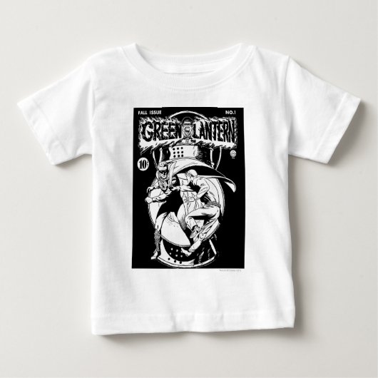 T-shirt Pour Bébé Lanterne verte avec cape en combat, noir et blanc (Devant)