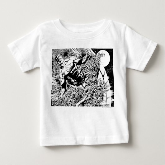 T-shirt Pour Bébé Lanterne verte et Lune - Noir et Blanc (Devant)