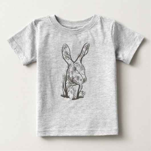 T-shirt Pour Bébé Lapin Artistique Bunny Tree Animal Nature (Devant)