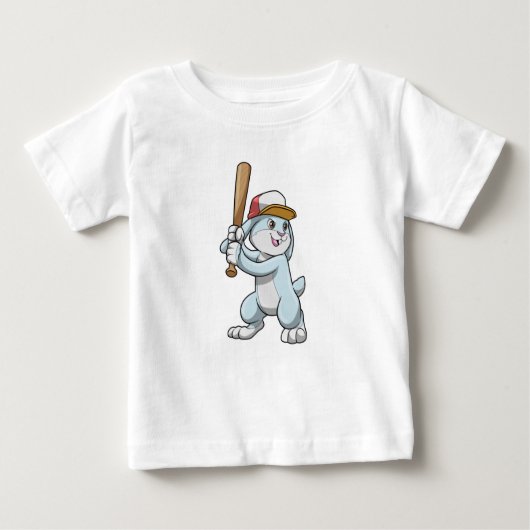 T-shirt Pour Bébé Lapin au baseball avec batte de baseball (Devant)