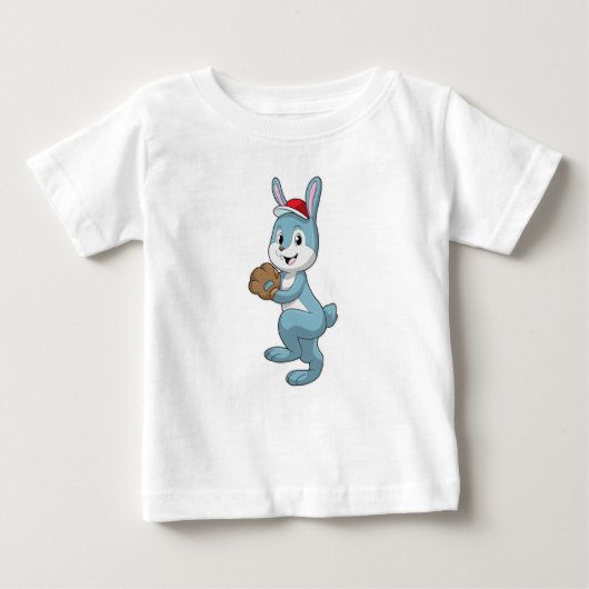 T-shirt Pour Bébé Lapin au baseball avec gant de baseball (Devant)