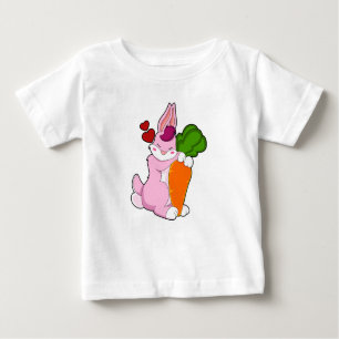 T-shirt Pour Bébé Lapin avec carotte et coeur