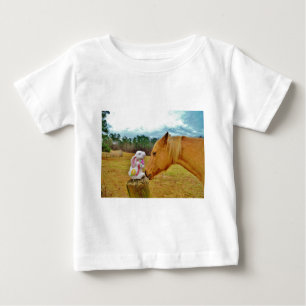 T-shirt Pour Bébé Lapin blanc et Cheval jaune
