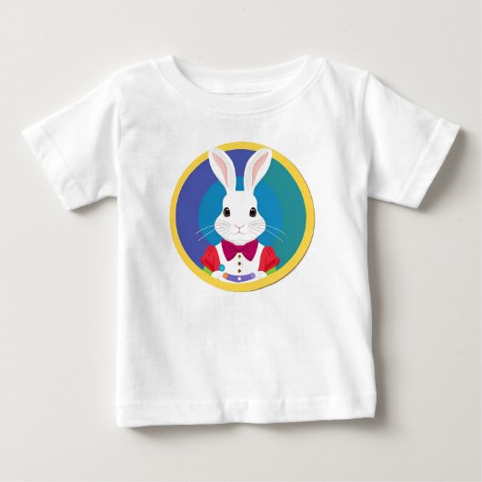 T-shirt Pour Bébé Lapin Blanc Mignon (Devant)