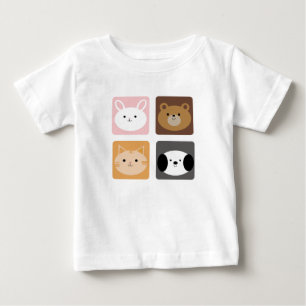 T-shirt Pour Bébé Lapin, chien, chat et ours