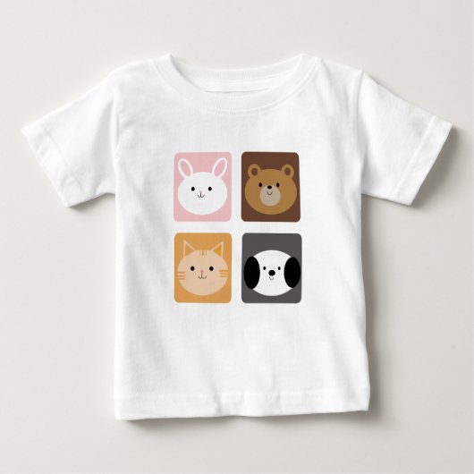 T-shirt Pour Bébé Lapin, chien, chat et ours (Devant)
