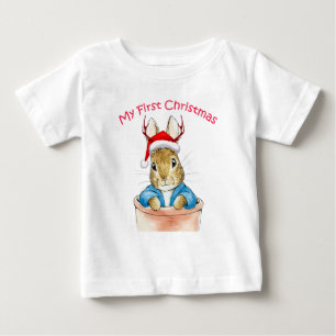 T-shirt Pour Bébé Lapin classique assis dans un pot avec un chapeau 
