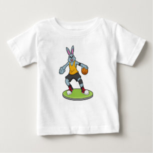 T-shirt Pour Bébé Lapin comme joueur de basket-ball avec basket-ball