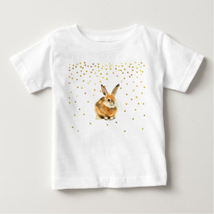 T-shirt Pour Bébé Lapin dans une douche Pois d'or