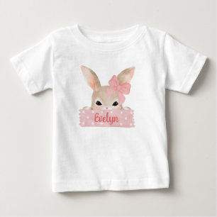 T-shirt Pour Bébé Lapin de Pâques fille aquarelle rose 