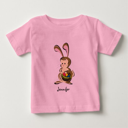 T-shirt Pour Bébé Lapin de Pâques légèrement embrouillé et corbeille (Devant)