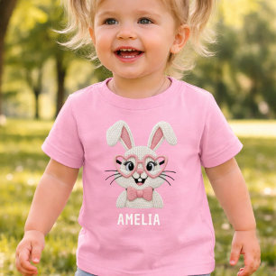 T-shirt Pour Bébé Lapin de Pâques mignon avec lunettes
