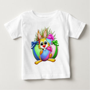 T-shirt Pour Bébé Lapin drôle mordant un œuf de Pâques