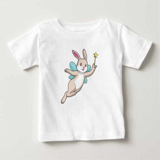 T-shirt Pour Bébé Lapin en fée avec baguette magique (Devant)