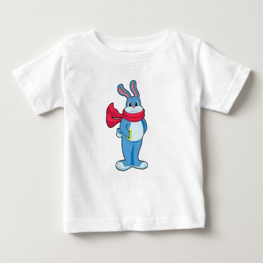 T-shirt Pour Bébé Lapin en hiver avec Écharpe (Devant)