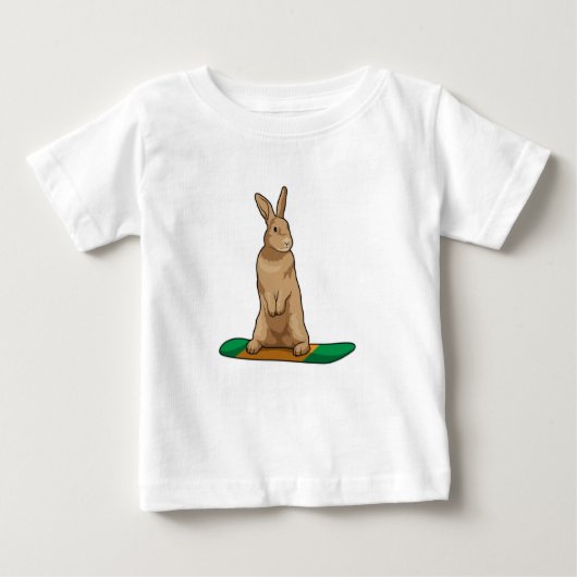 T-shirt Pour Bébé Lapin en Snowboard avec Snowboard (Devant)
