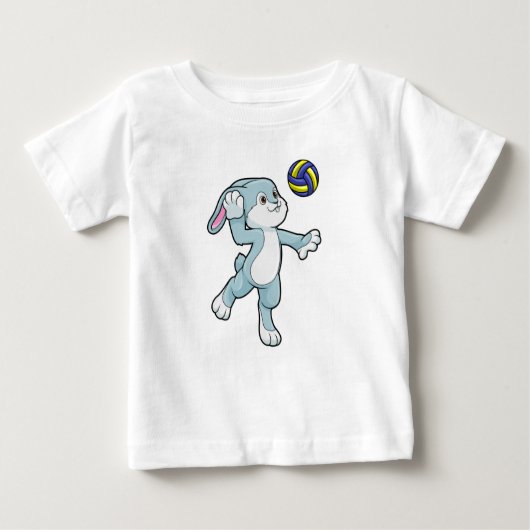 T-shirt Pour Bébé Lapin en sport avec volleyball (Devant)