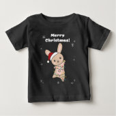 T-shirt Pour Bébé Lapin Joyeux Noël Animaux d'hiver Lapins Bébé (Devant)