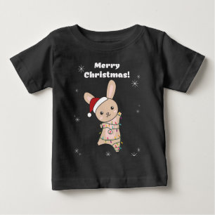 T-shirt Pour Bébé Lapin Joyeux Noël Animaux d'hiver Lapins Bébé