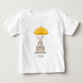 T-shirt Pour Bébé Lapin mignon avec nom personnalisé parapluie (Devant)